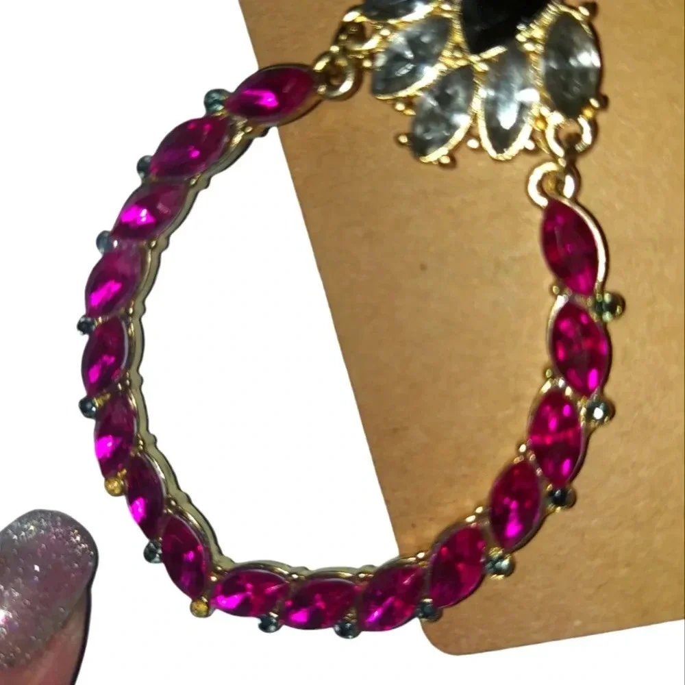 Vintage Pink Rhinestone Bling Drop Earrings